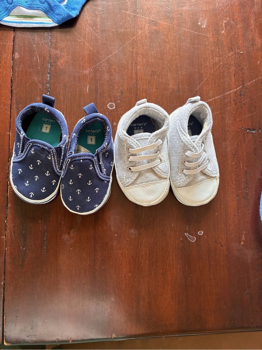 Carter's Navy Anchor Slip-On & Light Gray Lace Baby Shoes - 2 Pair Set